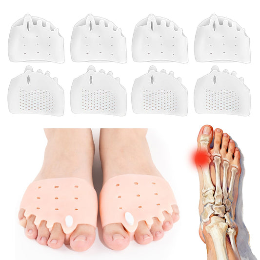 4 Pairs Silicone Toe Separators, 2026 New Bunion Corrector for Women, Ball of Foot Cushions, Toe Separators Breathable and Soft, Corrector, for Foot Alignment & Pain Relief, 4PCS*White