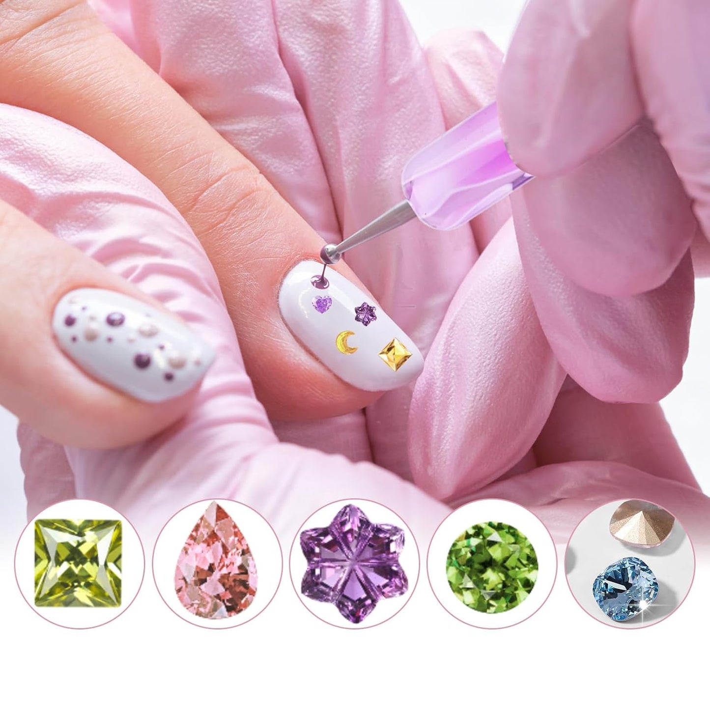 French Manicure Brush, Esclane 2 Way French Nail Brush with Dotting Tool for Manicure Cuticle Clean Up Nail Art Design, French Tip Brush(Purple, #14)