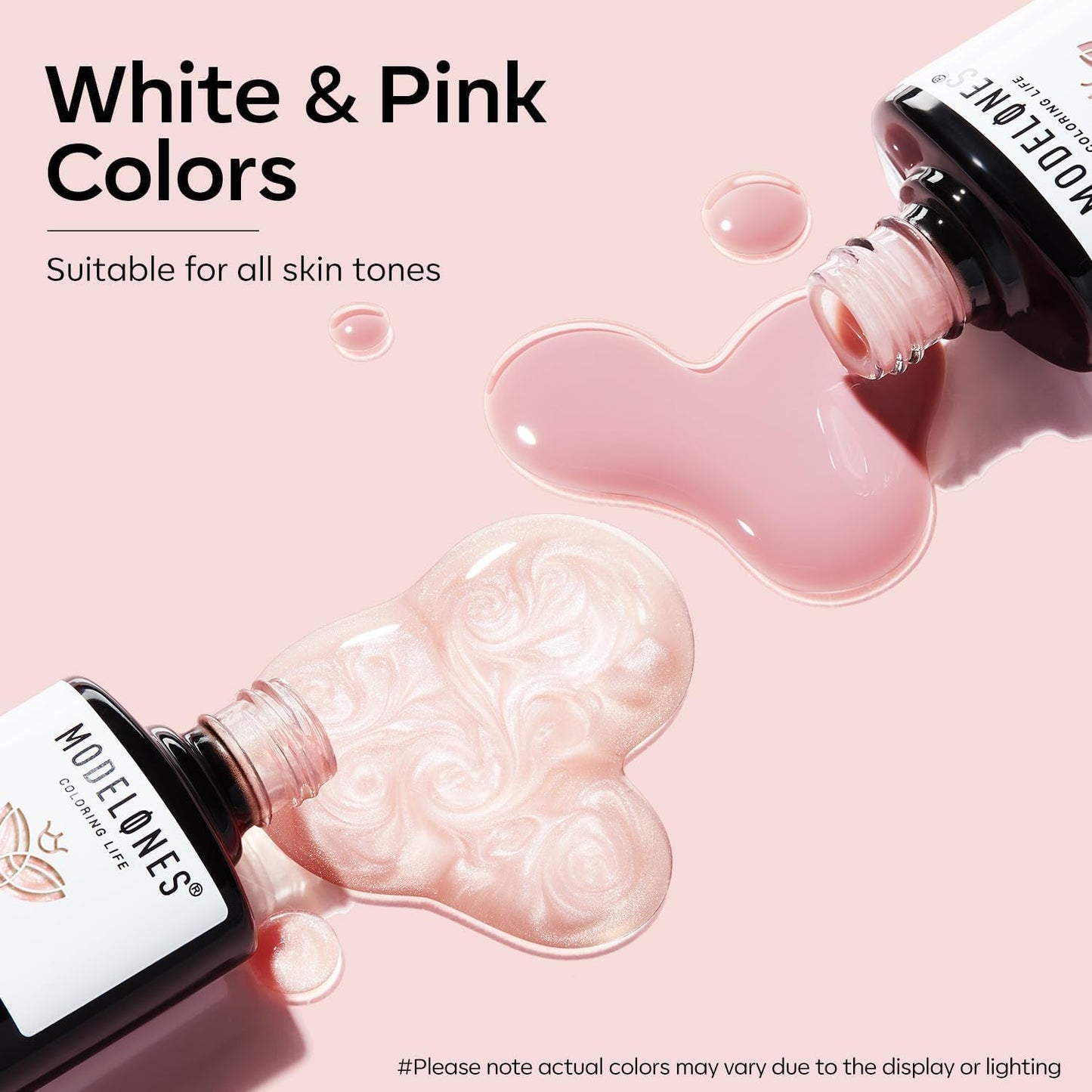 modelones Gel Nail Polish Set 2 Pcs 15 ML Nude Pink Translucent Sheer Glitter Shimmer French Base Kit Gel Polish Soak Off LED For Nail Art DIY Manicure Art Home For Women Girls