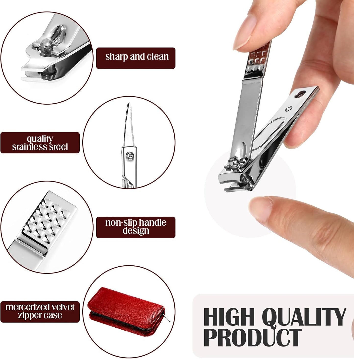 Coume 24 Sets Manicure Set Bulk Rad Tech 8 in 1 Nail Clippers Kit Luxurious Travel Case Stainless Steel Nails Care Tool Office Gift for Coworker Nurse Practitioner Week Christmas(Red Series)