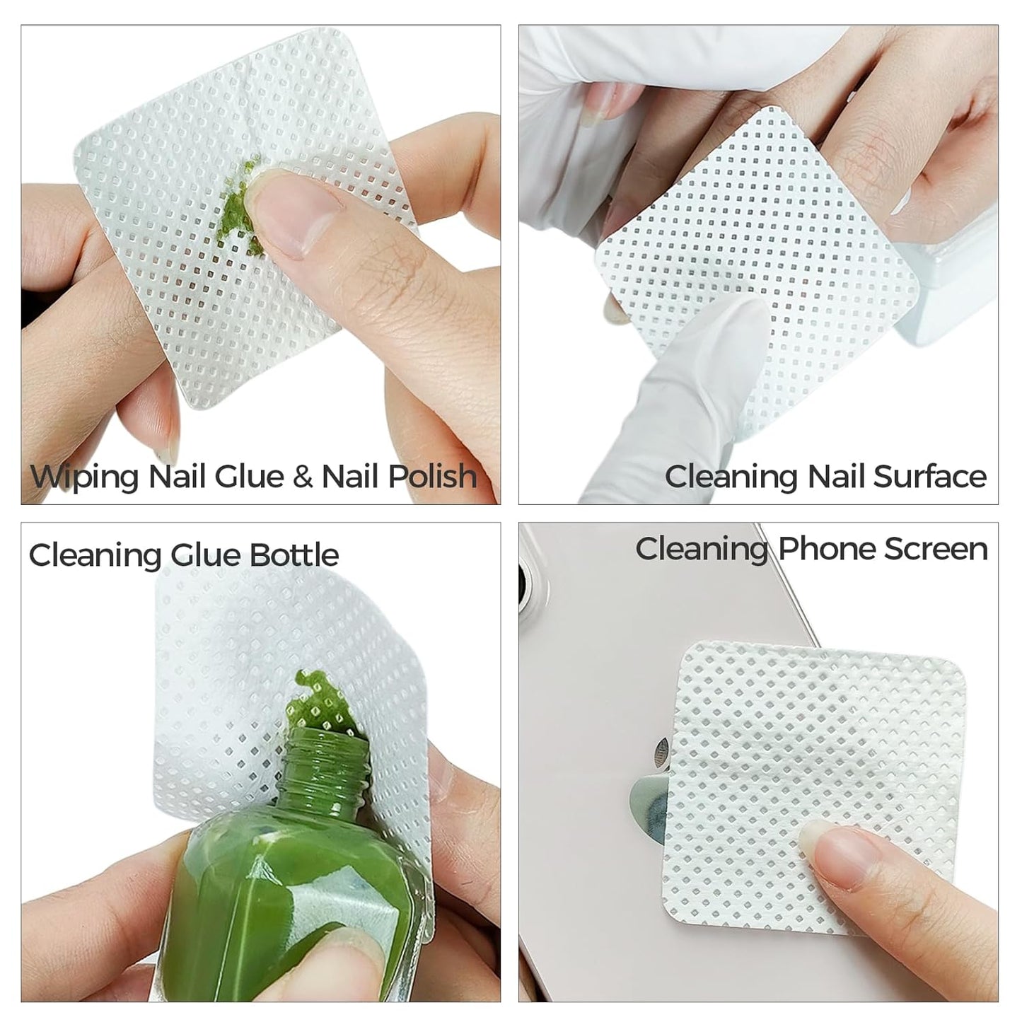 2000PCS Lint Free Nail Wipes White, Non-Woven Nail Polish Remover Pads - Soft Lint Free Wipes for Gel Fingernails - DIY Fingernails Salon Supplies