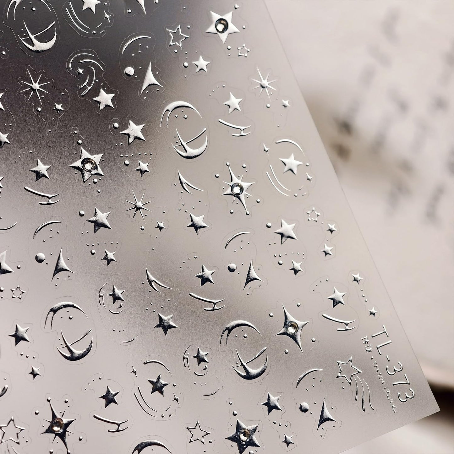 Shine Silver Star Nail Stickers for Nail Art 5D Embossed Self-Adhesive Pentagram Nail Decals with Rhinestones Designs for Women DIY Manicure Supplies Decorations 1 Sheets