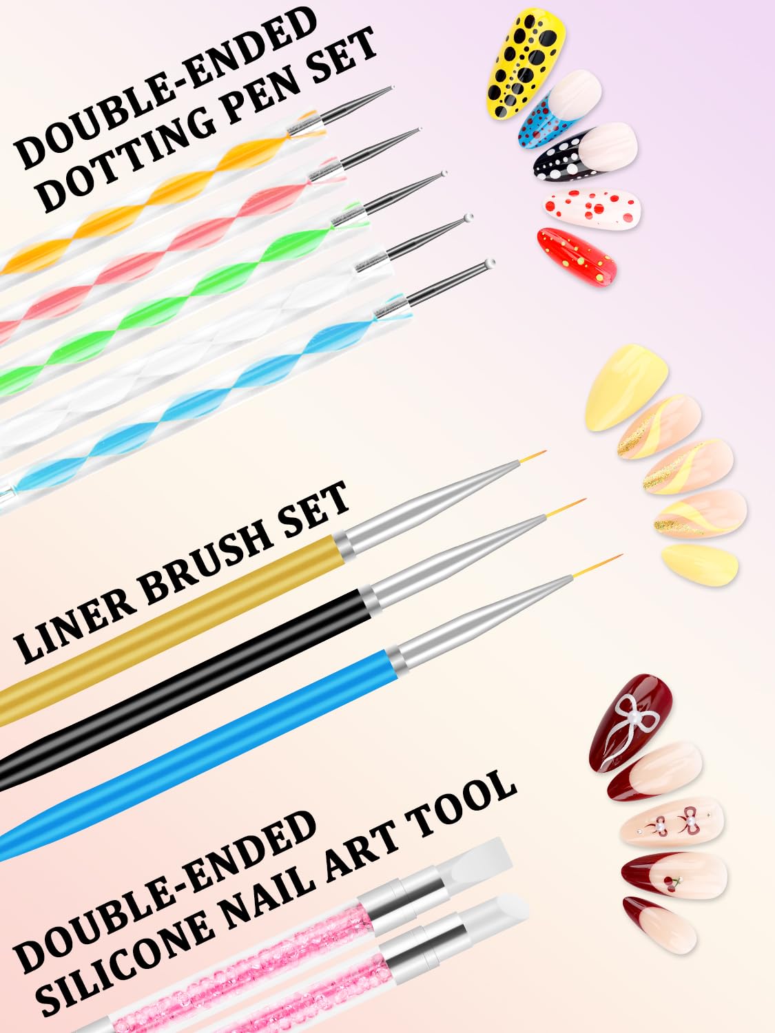 Nail Art Kit, Nail Art Tools, Nail Design Tools, Nail Art Brushes Decoration Kit, Nail Dotting Tool, Nail Kit for Beginners, Chrome Nail Powder, Nail Stickers, Nail Rhinestones, Nail Charms Gems
