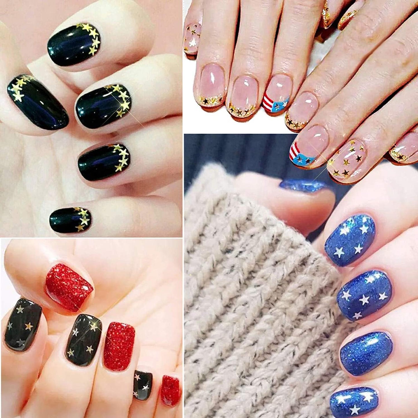 12 Colors Stars Nail Art Stickers Star Nail Glitter Sequins 3D Nail Art Decor Holographic Stars Shape Flakes Nail Design for Women Manicure Tips DIY Nail Charms Decorations Acrylic Nails Supply Kit