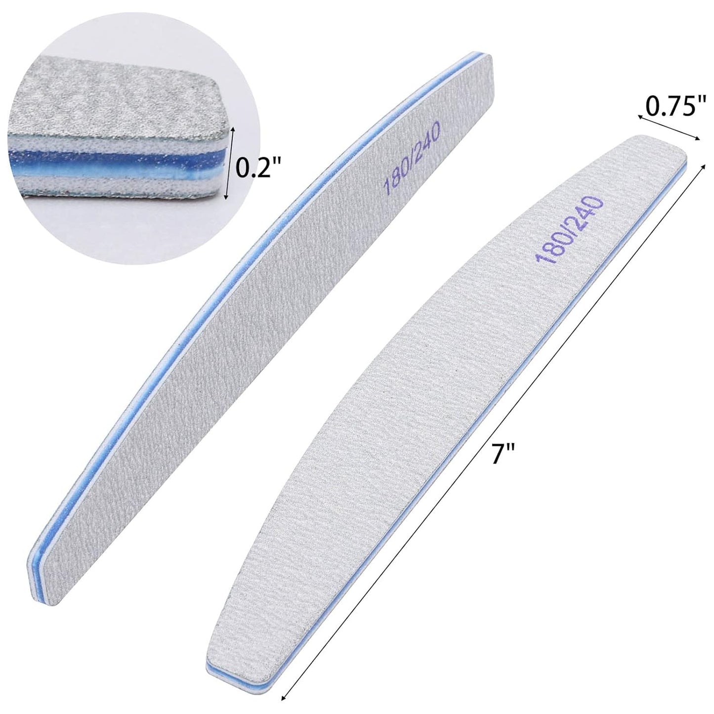 100 Pieces 180/240 Grit Nail Files for Natural Nails, Nail Buffers Double Sided Emery Boards