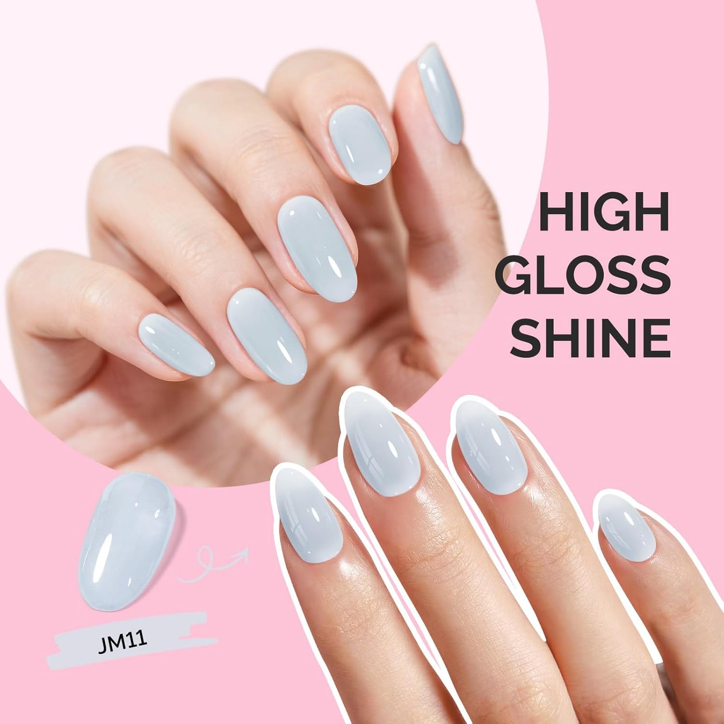 MelodySusie Milky Blue Gel Nail Polish, 0.5Fl.oz Jeweliver Gel Polish Translucent Light Baby Blue Pastel Color White Soak Off UV LED Art Design Manicure Gift for Girls Salon DIY At Home JM11