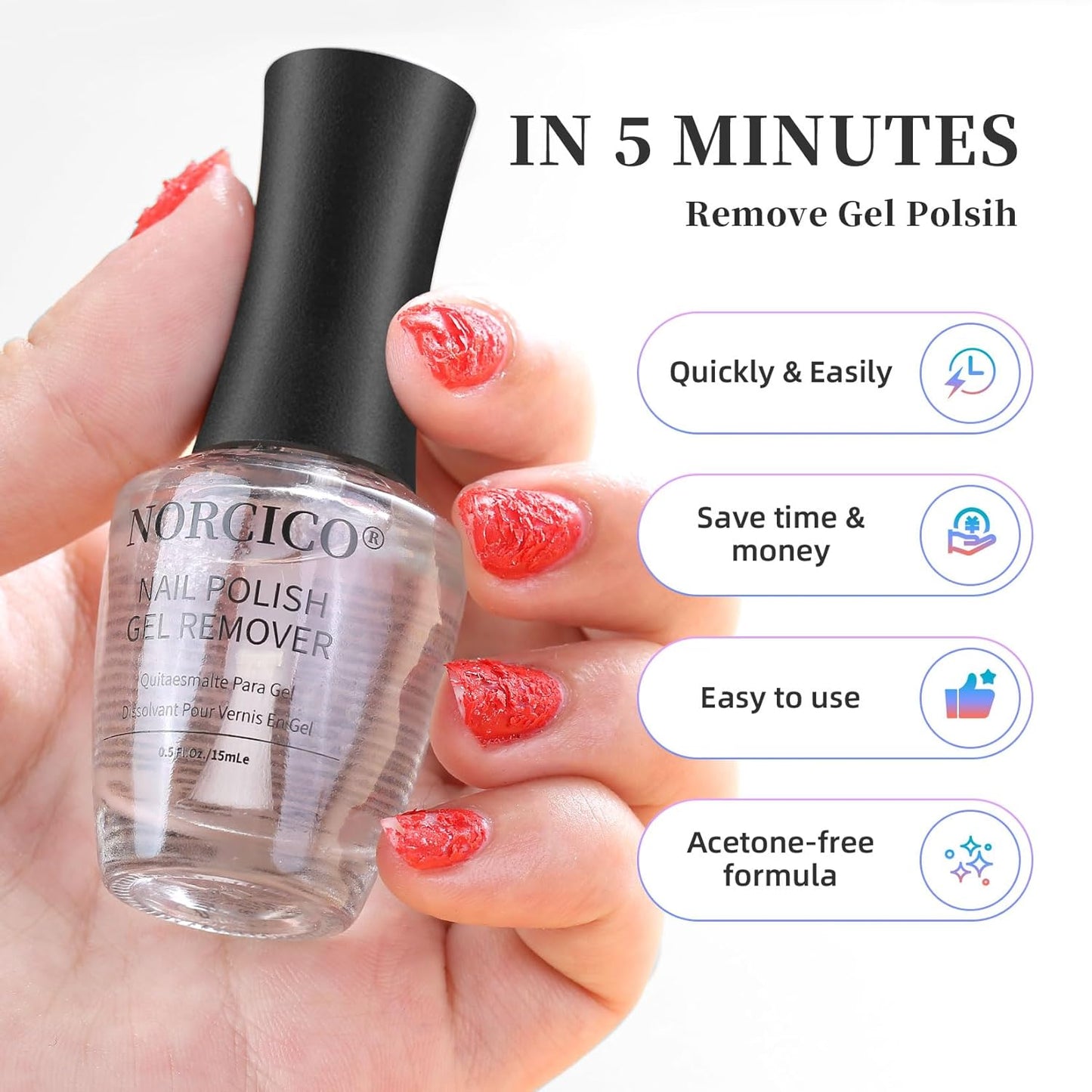 Gel Polish Remover - 30ML, Low Odor, No Soak - Gel Polish Remover for Nails, Easily Remove Gel Nail Polish in 2–5 Minutes, Acetone Free, Nail-Friendly, for Home DIY & Professional Salon, with File