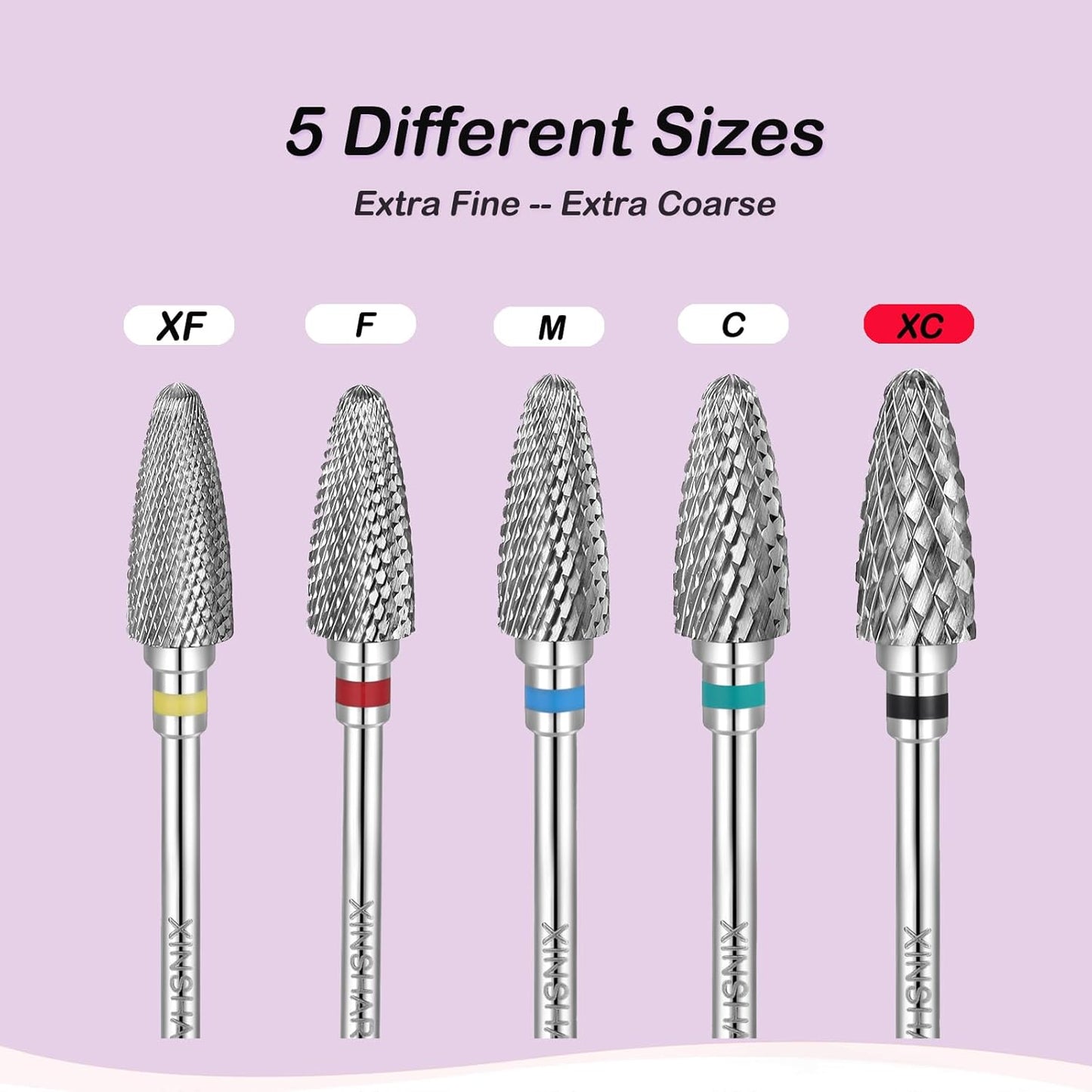 Nail Drill Bits 3/32" Carbide Professional Safety Tungsten Nail File Cone Drill Bit for Acrylic Nail Gel Cuticle cleaner Manicure Pedicure Nail Polishing, Beginner Salon, Extra Coarse