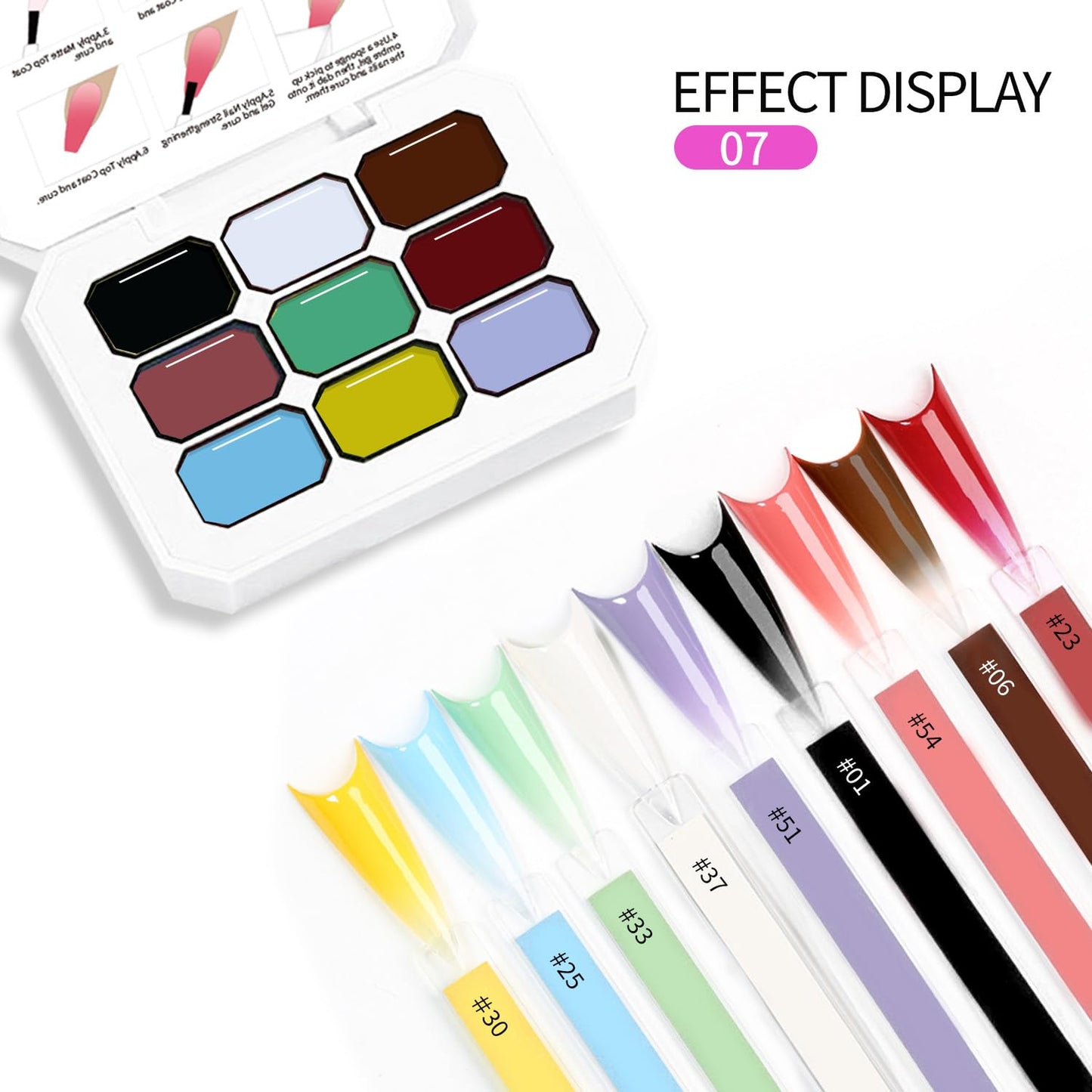 Ombre Gel Nail Polish Nail Sponges for Ombre 9 Series Colorful Blush Effect Gradient Painting Gel for Ombre Nails Multistyle French Manicure Nail Art DIY Home (A7)