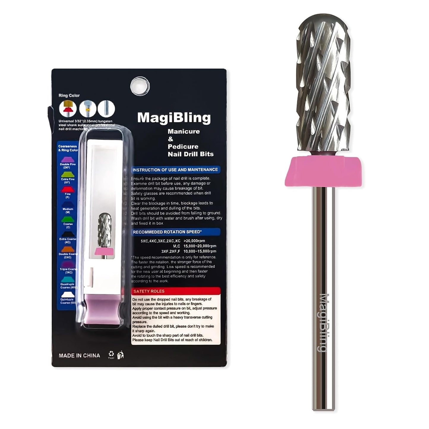 Super Cut Small Barrel 3/32'' Safety Tungsten Nail Drill Bits, Remove Gel Fast, Right handed, Manicure Cuticle Gel Polishing, Aggressive Bits for Professional Technician, Triple Coarse.