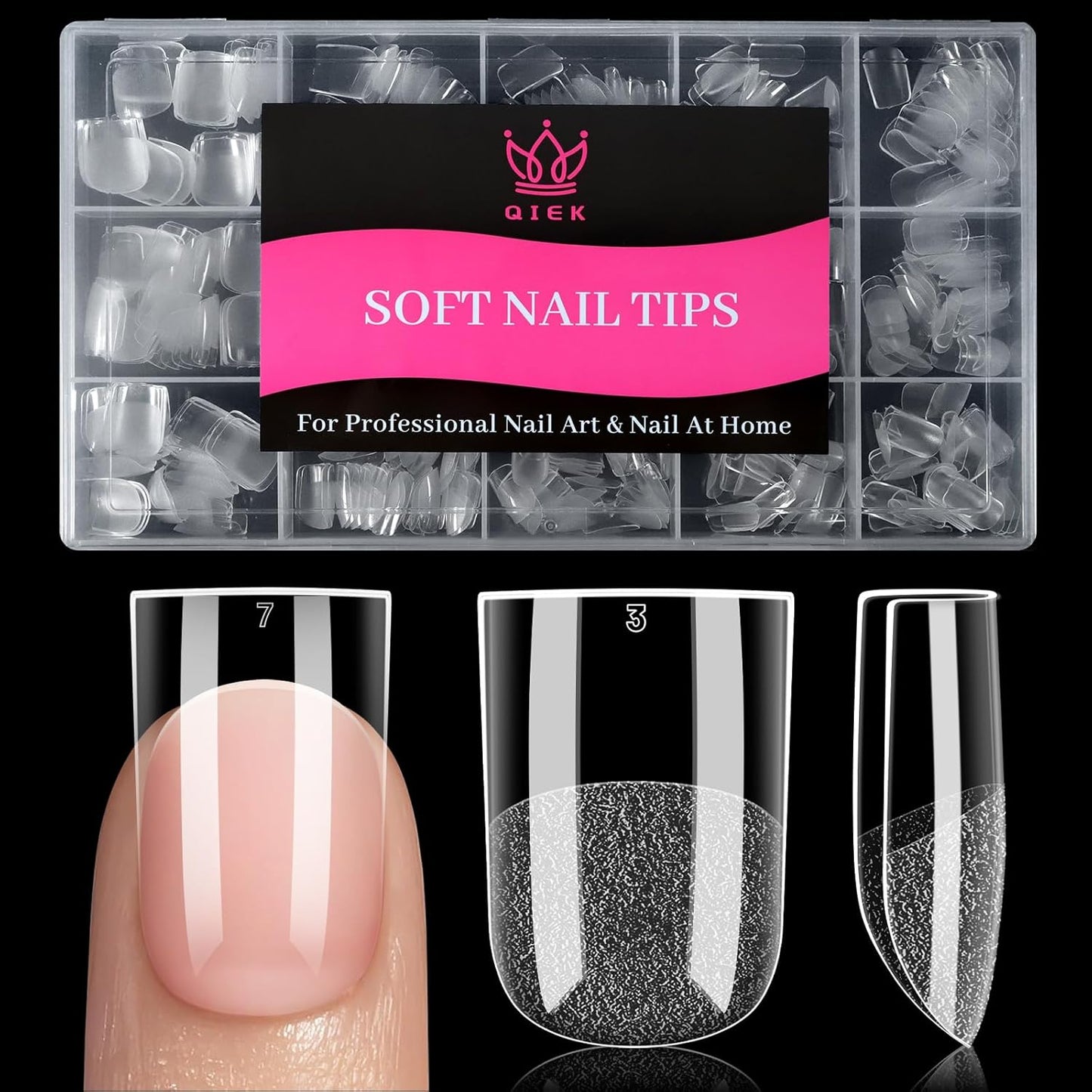 Extra Short Sharp Square Fake Nail Tips - 15 Sizes 240 PCS Clear French Half Matte Press On False Nail Tips Full Cover Gel Nail Tips Extensions Thick Long Lasting DIY Beginners & Salon Manicure