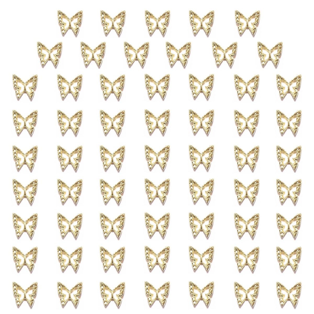 60pcs Golden Butterfly Nail Charms Bulk 3D Butterflies Charms for Acrylic Nails, Nail Alloy Studs Charms Nail Art Jewels Decor Supplies Accessories Supply for Nails Face Makeup Body DIY Crafts