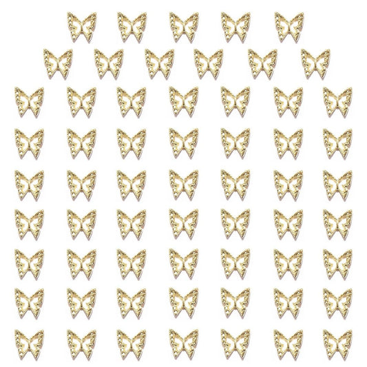 60pcs Golden Butterfly Nail Charms Bulk 3D Butterflies Charms for Acrylic Nails, Nail Alloy Studs Charms Nail Art Jewels Decor Supplies Accessories Supply for Nails Face Makeup Body DIY Crafts