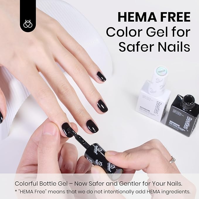 beetles Balck and White Gel Polish, Monochrome Aesthetics Hema-Free Black and White Color Gel Set, 2 Pcs 15ml Polish Soak Off Led French Nail Art Manicure Salon Diy at Home