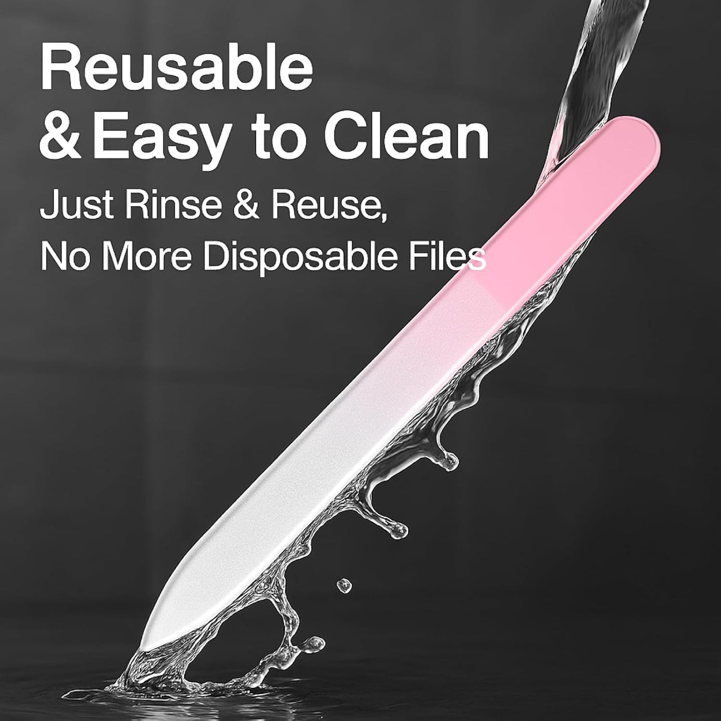 Curvlife 3 Pack Glass Nail File with Case, Professional Nail Buffer & Manicure Tools for Natural Nails, Gentle Nail Care Kit for Smooth, Healthy, and Shiny Finish