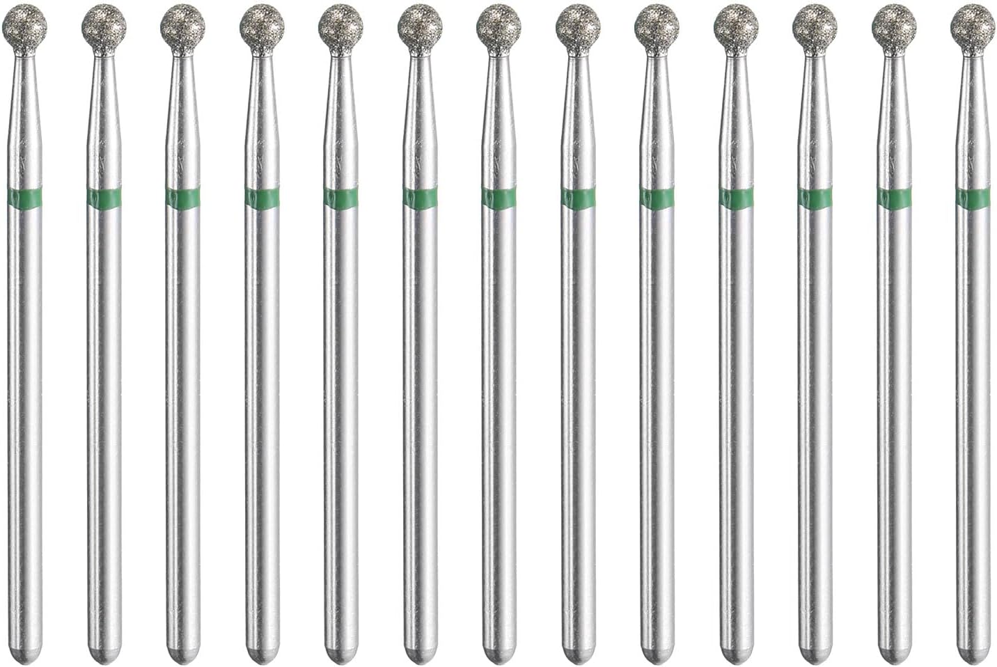 HARFINGTON 13pcs 100-120 Grits Diamond Grinding Bit 3mm Ball Head 2.35mm Shank 3mm Length Stone Sanding Drill Bits Rotary Tool for Ceramic Glass Nails Grinding Polishing