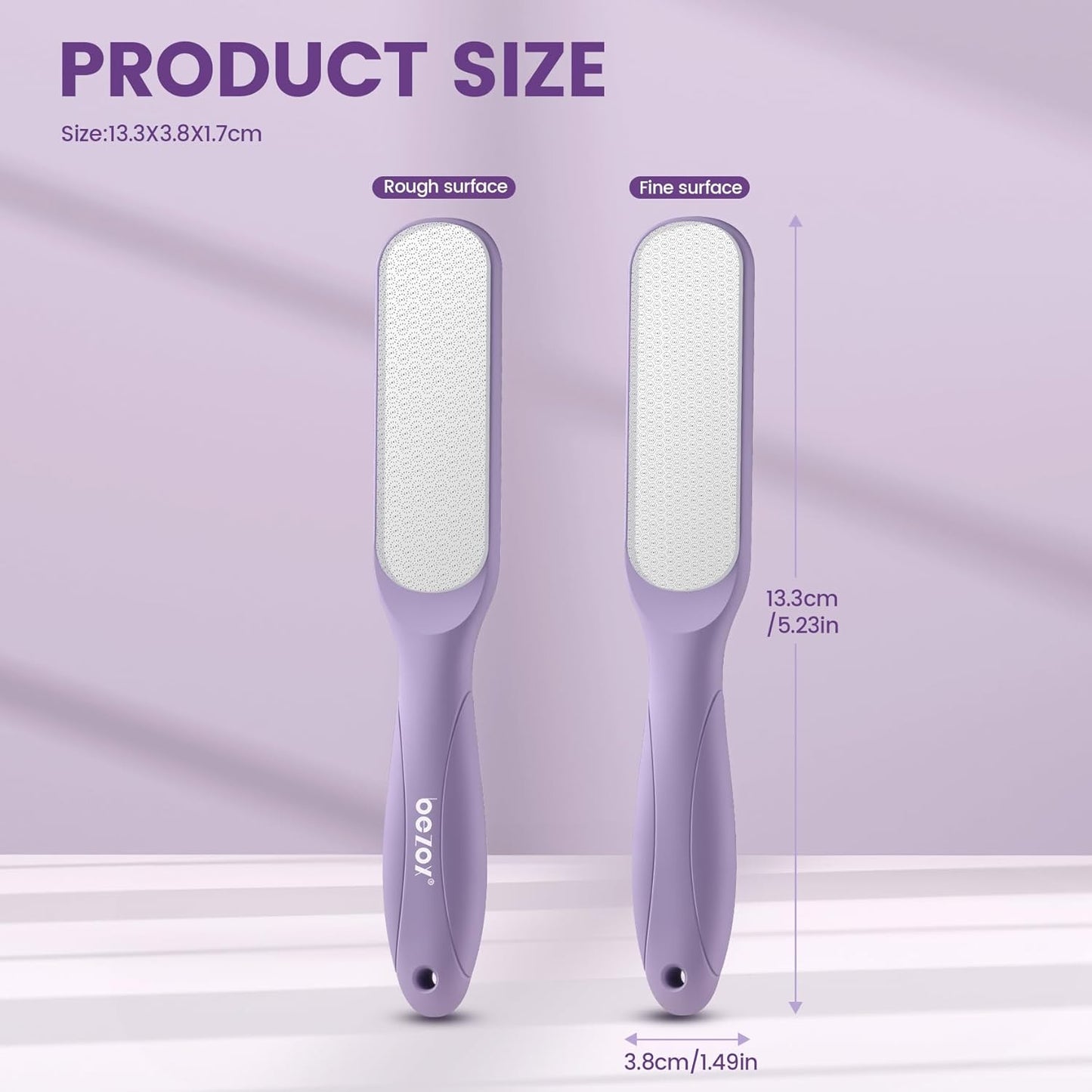 BEZOX Glass Foot File Callus Remover for Feet(1 PCS) - Foot Scrubber for Silky Smooth Heels & Dead Skin Removal | Professional Pedicure Heel File, Washable Foot Scraper - Purple