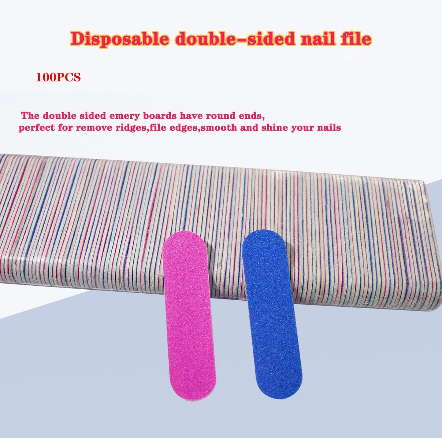 200PCS Nail Files Kit- 100PCS Mini Nail Files Double Sided Nail Buffer, 100PCS Orange Wood Nail Care Sticks, Cuticle Manicure and Pedicure Stick for Fingernail, Cleaning Cuticle Stick