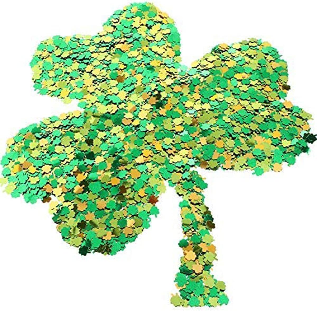 St. Patrick's Day Nail Art Glitters Green Clover Flakes Nail Sequins 3D Shamrocks Nail Art Glitter Design Holographic Leaf Sequin Nails Supplies Shine Lucky Nail Art Stickers Decorations DIY Crafts
