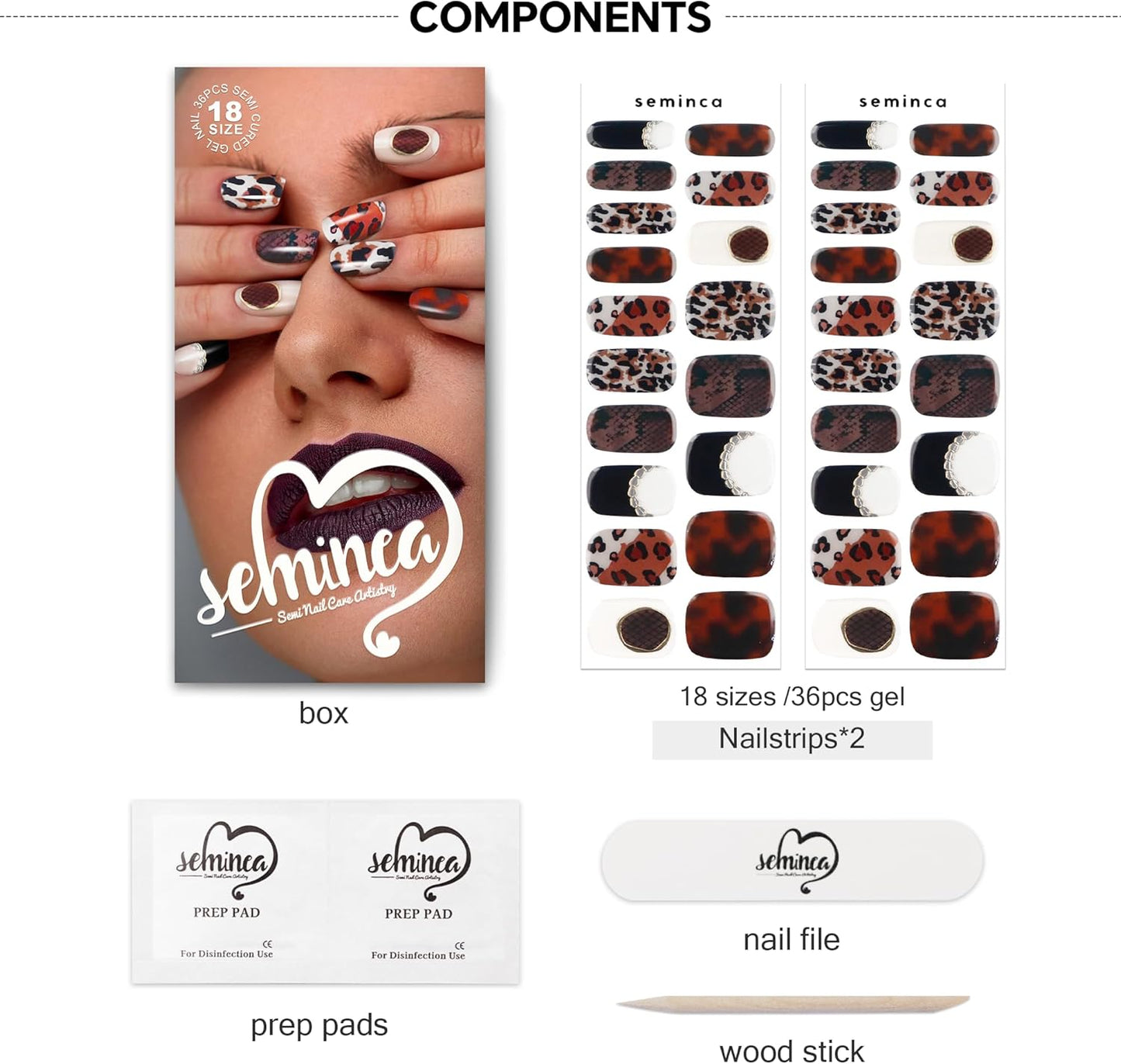 Semi Cured Gel Nail Strips-Salon Quality Semi-Cured Gel Press On Nails Stickers Quick DIY Nail Art Manicure Kits for Women at Home Works with Any UV/LED Lamps(Grace Bloom)