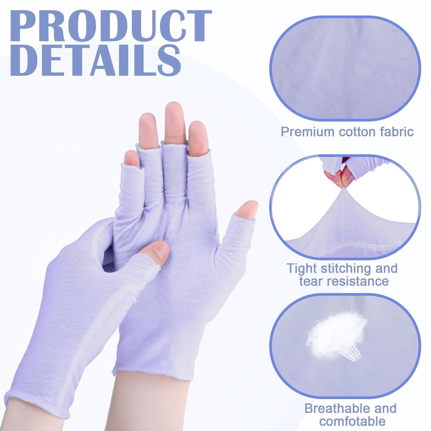 Geyoga 6 Pairs Fingerless Moisturizing Gloves Eczema Cotton Gloves for Adults Half Finger Touchscreen Lotion Overnight Dry Hands for Women Sleeping(Mauve)