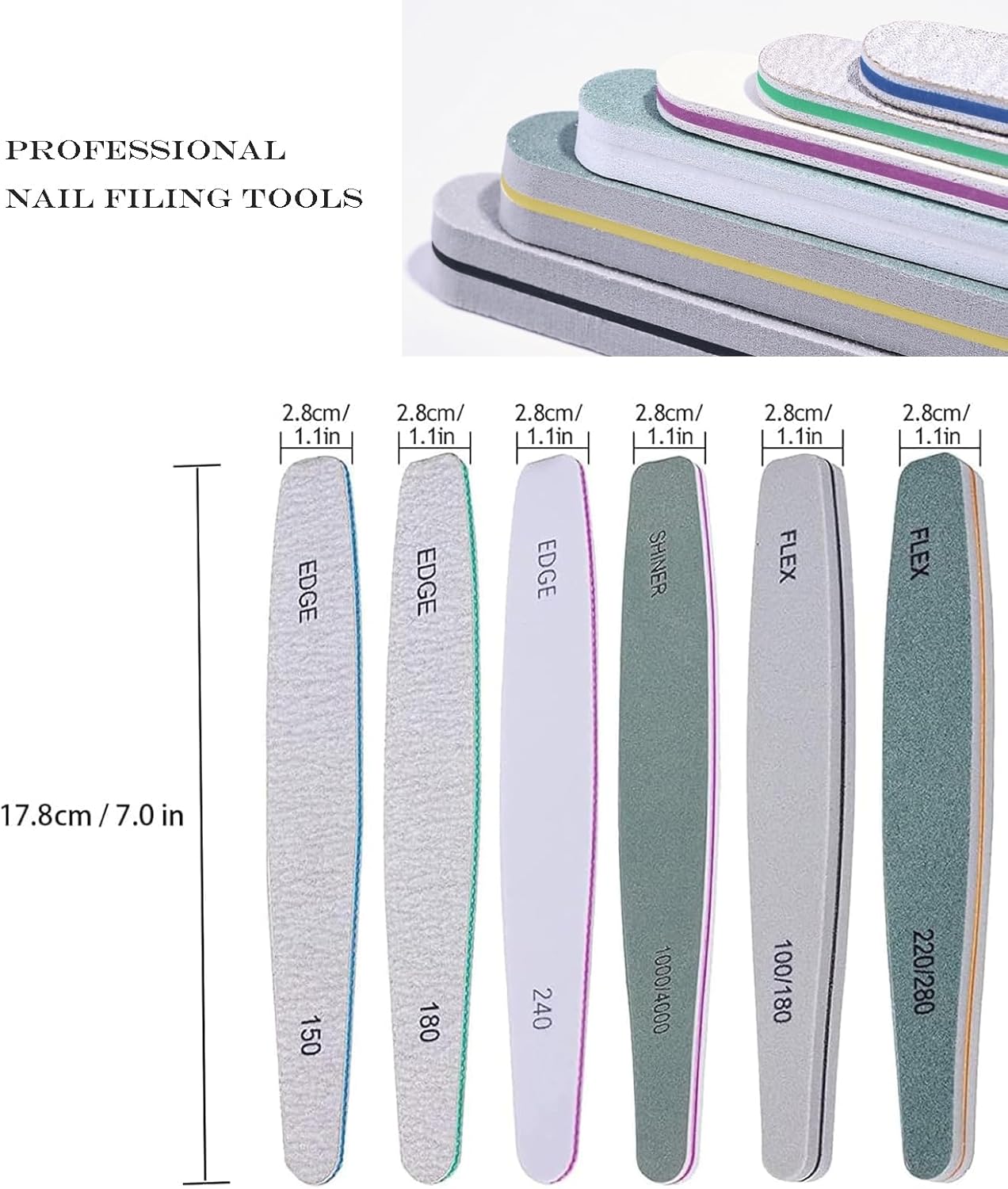 Nail Files and Buffers - TONOKAILS 18Pack Manicure Tools Kit, Nail File Set Double Sided Nail Files for Acrylic Dip Nails, 6Pcs Four Sided 120 Grit Nail Buffer Block Sponge Polished for Home Salon
