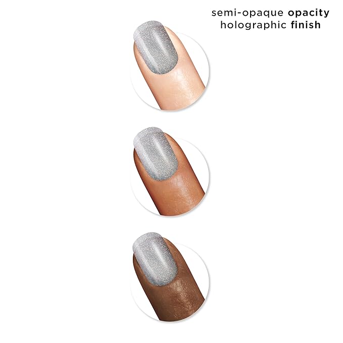Sally Hansen Insta-Dri Holo-Glow Nail Polish | Quick Dry, Long Lasting, Streak-Free Shine | Semi-Opaque, Shimmer | 103 Euphoric | Holographic Gray Nail Color