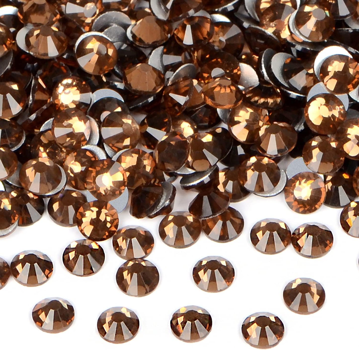288PCS Art Nail Rhinestones Non Hotfix Glue Fix Round Crystals Glass Flatback for DIY Jewelry Making with one Picking Pen (ss30 288pcs, Smoked Topaz)