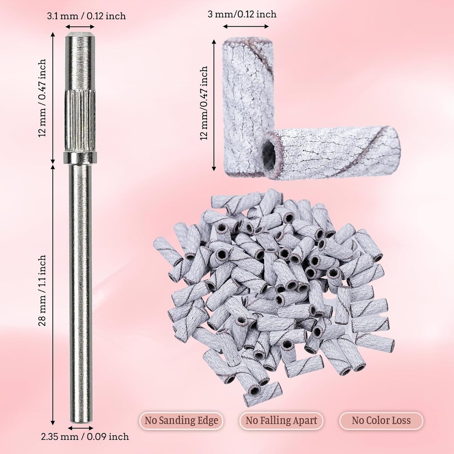 100 Pcs Nail Drill Bits Sanding Bands for Nail Drill, Nail Tips for Drill Bits Nail Tech,180 Fine Grit Nail File Sanding Bands for Acrylic Nails Gel Manicures and Pedicure, Zebra