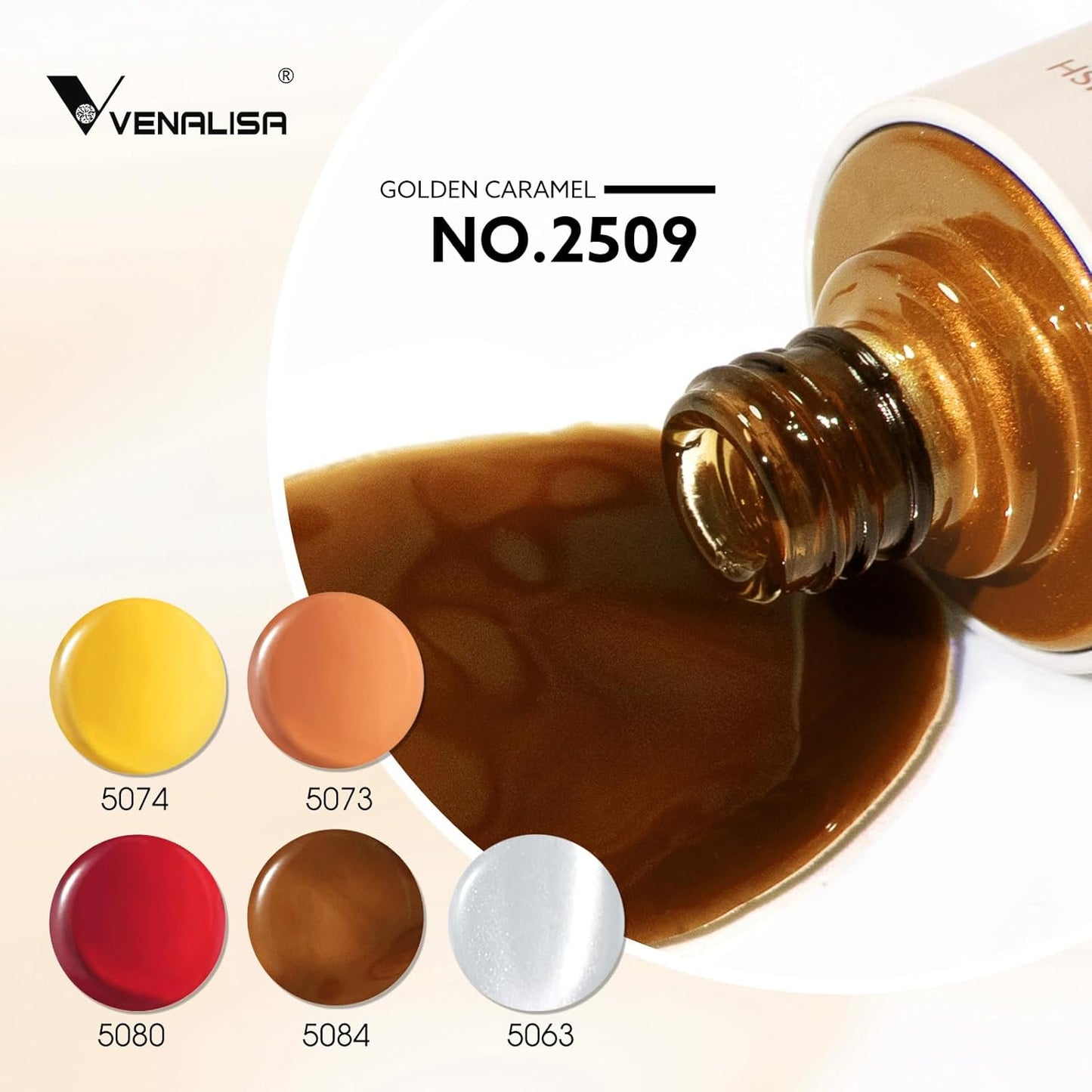 VENALISA Gel Nail Polish Set, 5 Colors 10ML Gel Polish Kit Jelly Color Brown Yellow Orange Red Cat Eye Glitter Soak Off Salon Manicure DIY at Home Nail Art For Girls Women