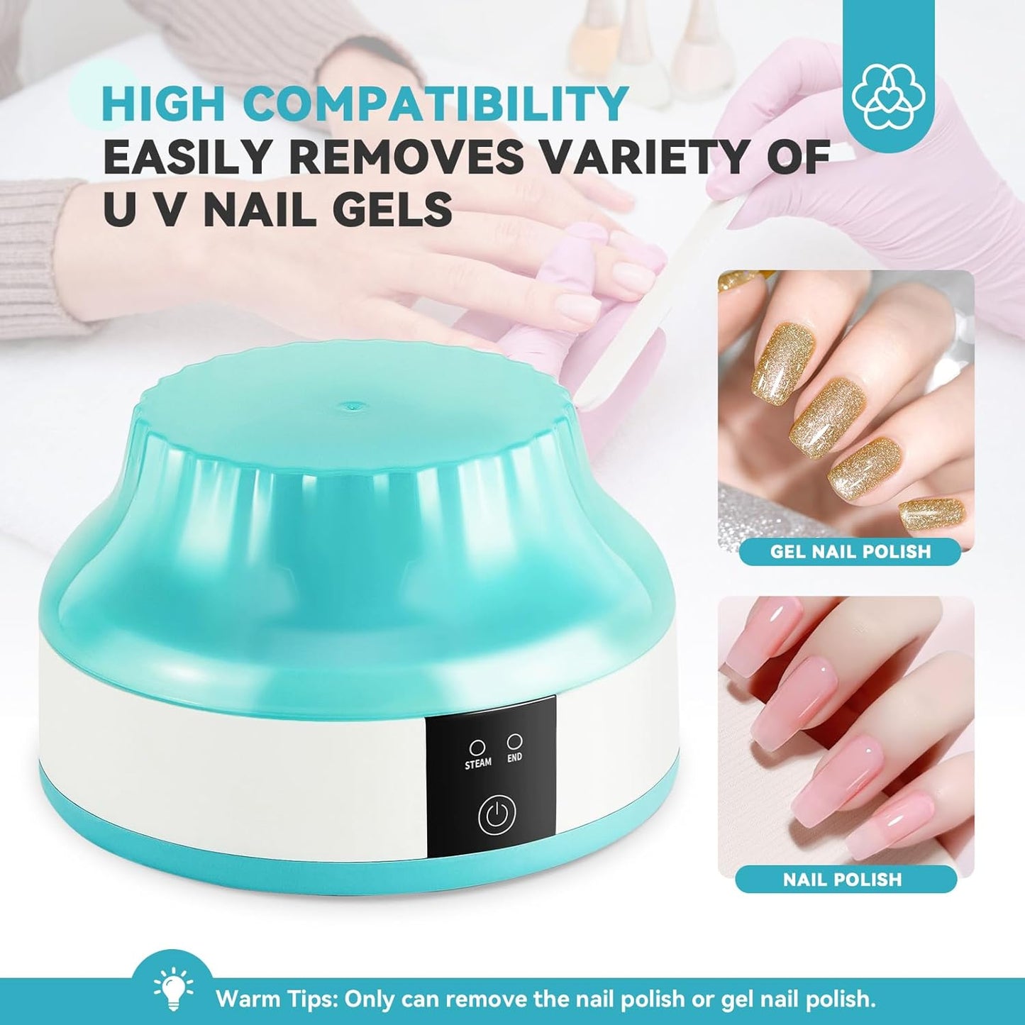 Saviland Electric Nail Soaking Bowl: Gel Nail Polish Removal Automatic Heating Fast Nail Polish Remover Machine Gentler Steam Gel Nail Polish Remover Home Salon