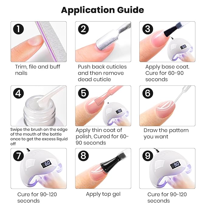RARJSM Pearl White Gel Liner Nail Art Pearlescent Silver Shell Glitter Swirl Effect Gel Polish 8ml Build in Thin Brush Painted Drawing Striper Soak off Curing Requires for Home Salon