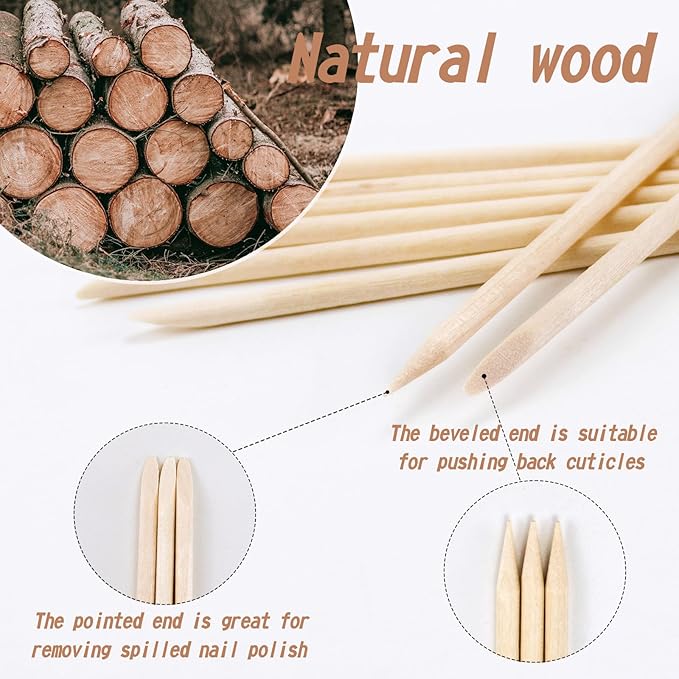 180PCS Orange Sticks for Nails in a Case - 4.5 inch Double Sided Wooden Cuticle Pusher Sticks for Nail Art, Manicure & Pedicure - Wood Sticks for Waxing