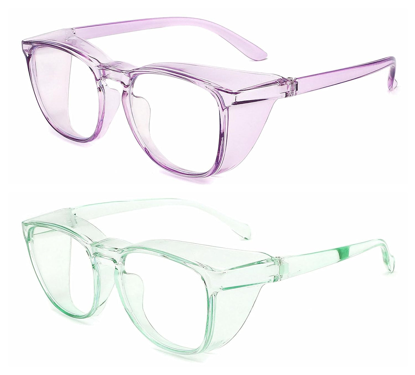 Alsenor Safety Glasses Anti Fog Goggles Protective Eyewear Blue Light Blocking Anti Dust UV Protection Glasses For Men Women (2 Pack (Lilac + Jade))