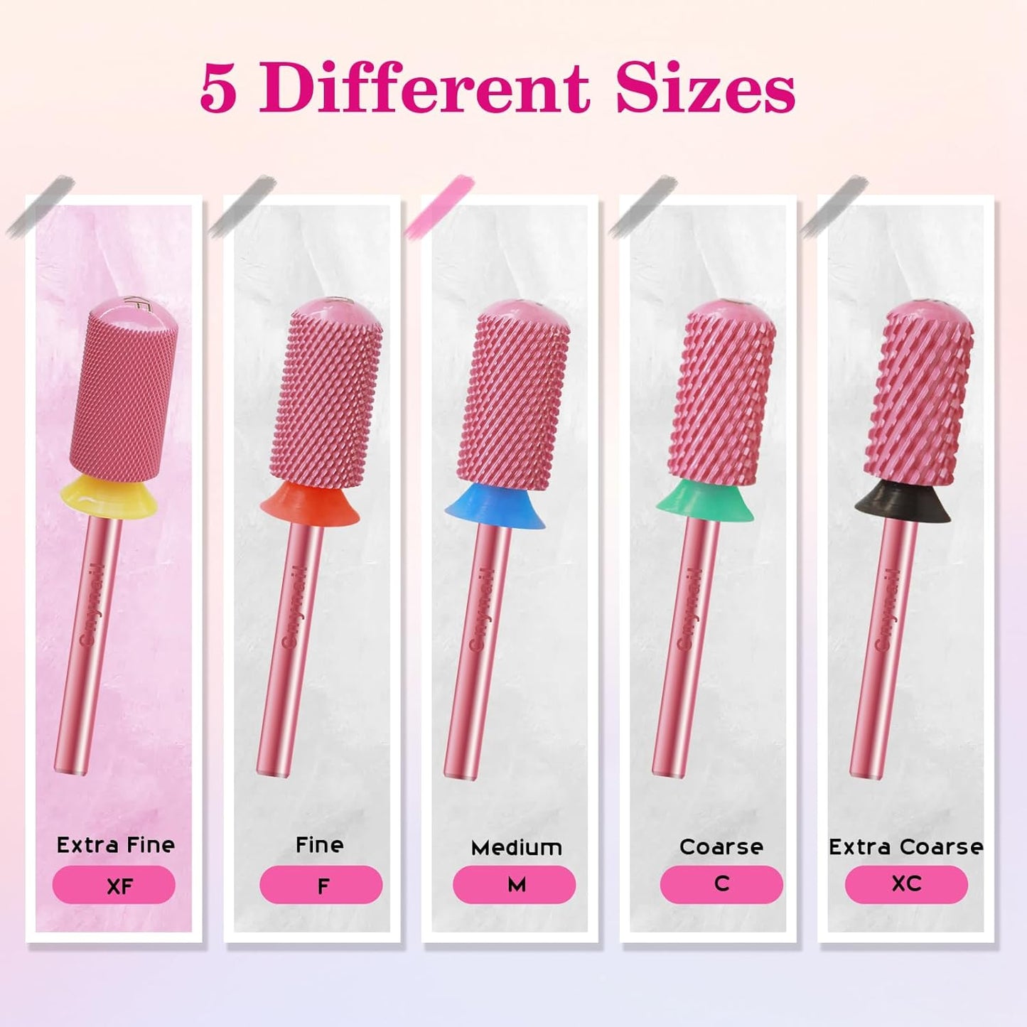 3/32" Large Barrel Smooth Round Top Tungsten Carbide Nail Drill Bit Safety Bit for Gel & Acrylic Removal, 2-Way Rotating Efile Tip, Salon Electric File Accessory (XF Grit, Rose Red)