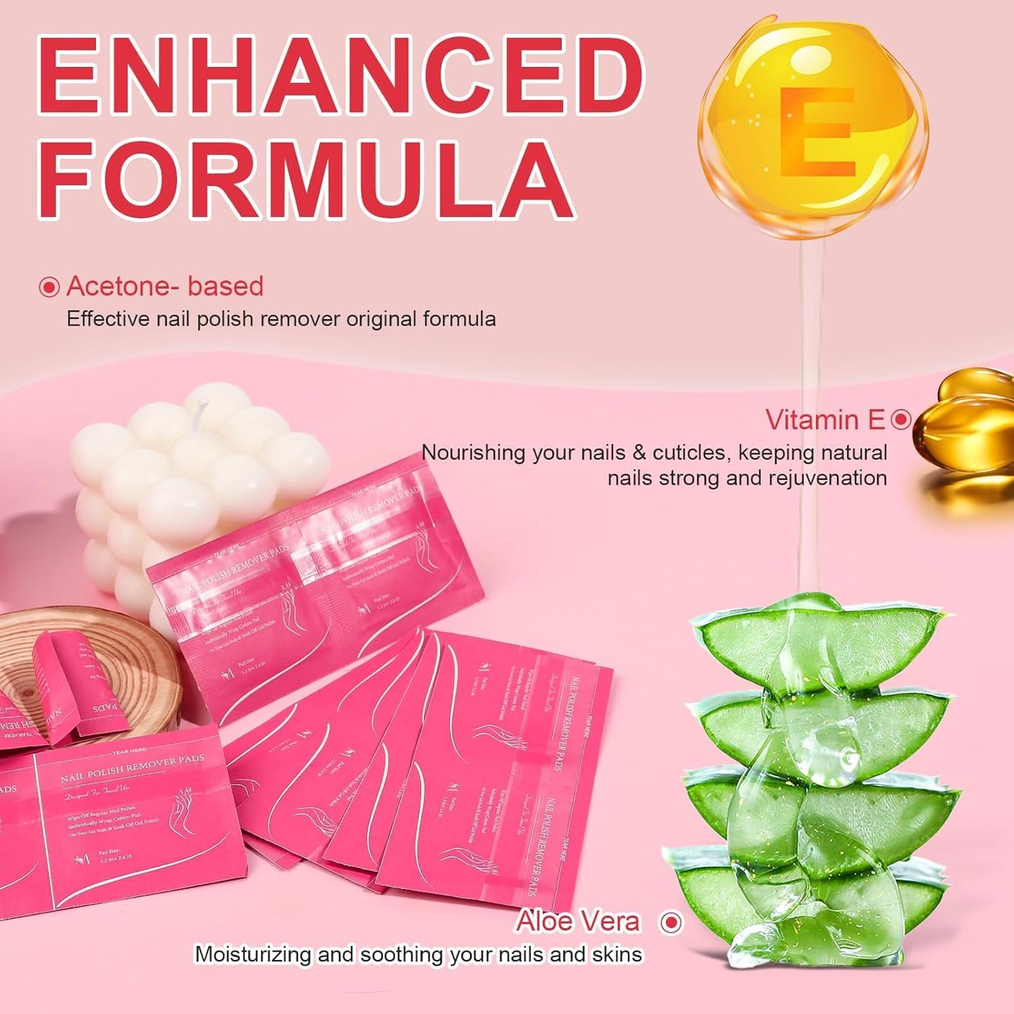 MAYEEN Nail Polish Remover Pads 100 Pack Individually Wrapped Acetone Gel Polish Remover Pads Nail Polish Remover Wipes Travel Pad For Gel & Acrylic Nails Moisturizing & Gentle