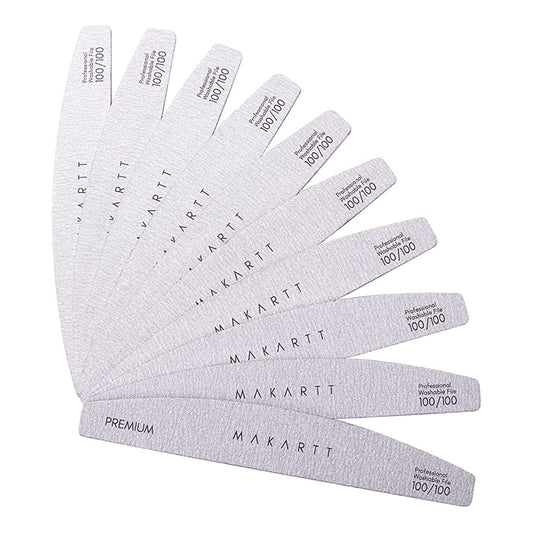 Makartt Nail File: 100/100 Grit Emery Boards for Nails, Doubled Sides Washable 10pcs Zebra Coarse Filer Kit for Shaping Acrylic and Extension Gel, Pedicure Manicure Tools Salon Home Use