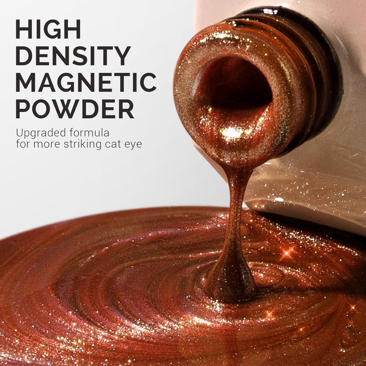 MelodySusie Jeweliver Cat Eye Gel Nail Polish, 0.5 Fl Oz Brown Glitter Holographic Magnetic Nail Polish with Magnet, UV Nail Polish for Nail Art Manicure Salon DIY at Home C6692