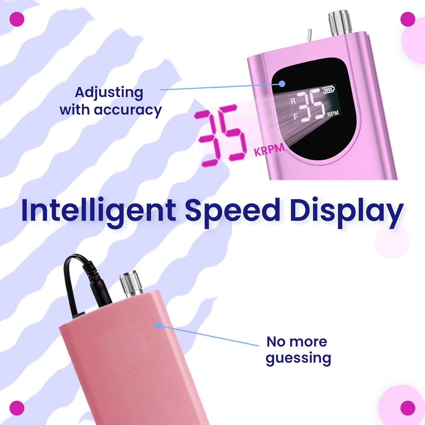 Delanie Electric Nail Drill Professional 35000 RPM Rechargeable Portable E-File for Nail Tech, Violet