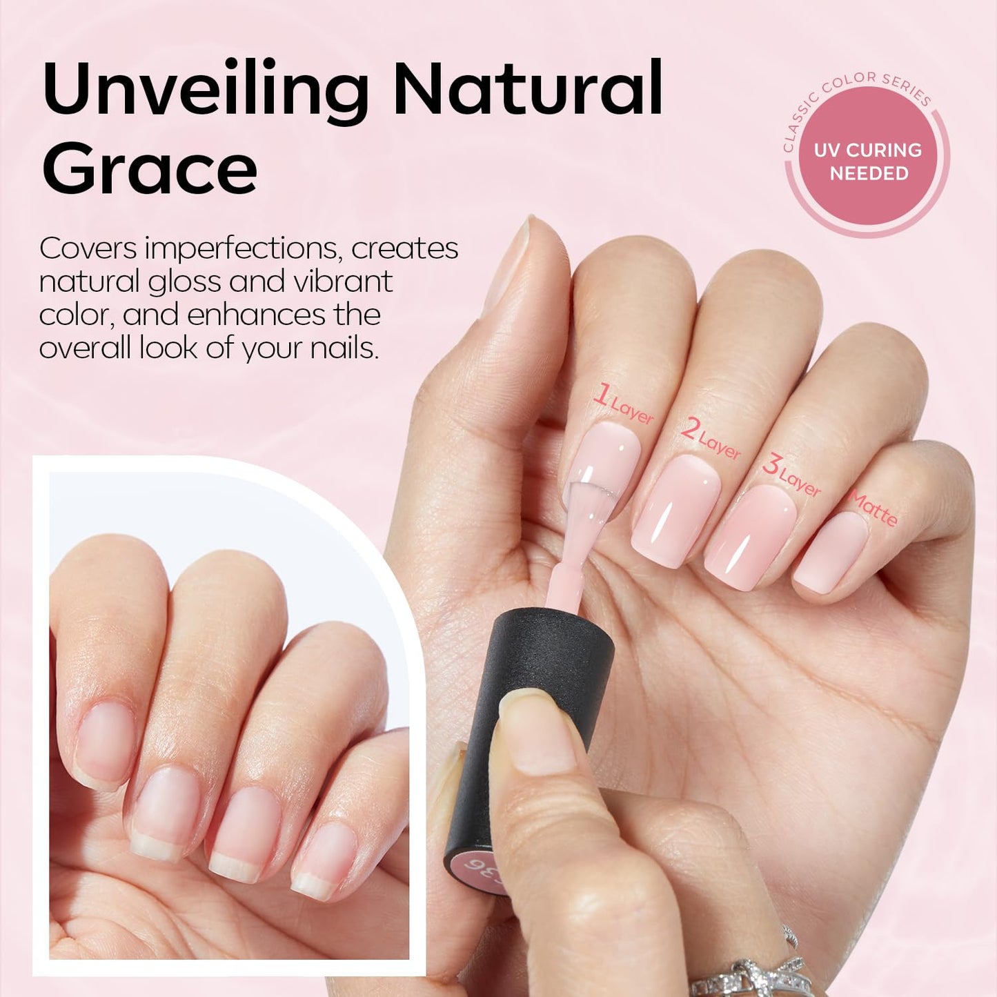 modelones French Tip Gel Nail Polish Set 2 Pcs 15ml Black and Milky Pink French Manicure Kit Sheer Pink Soak Off U V LED Jelly Base Color Gel Polish Nail Art Home DIY Gift for Women