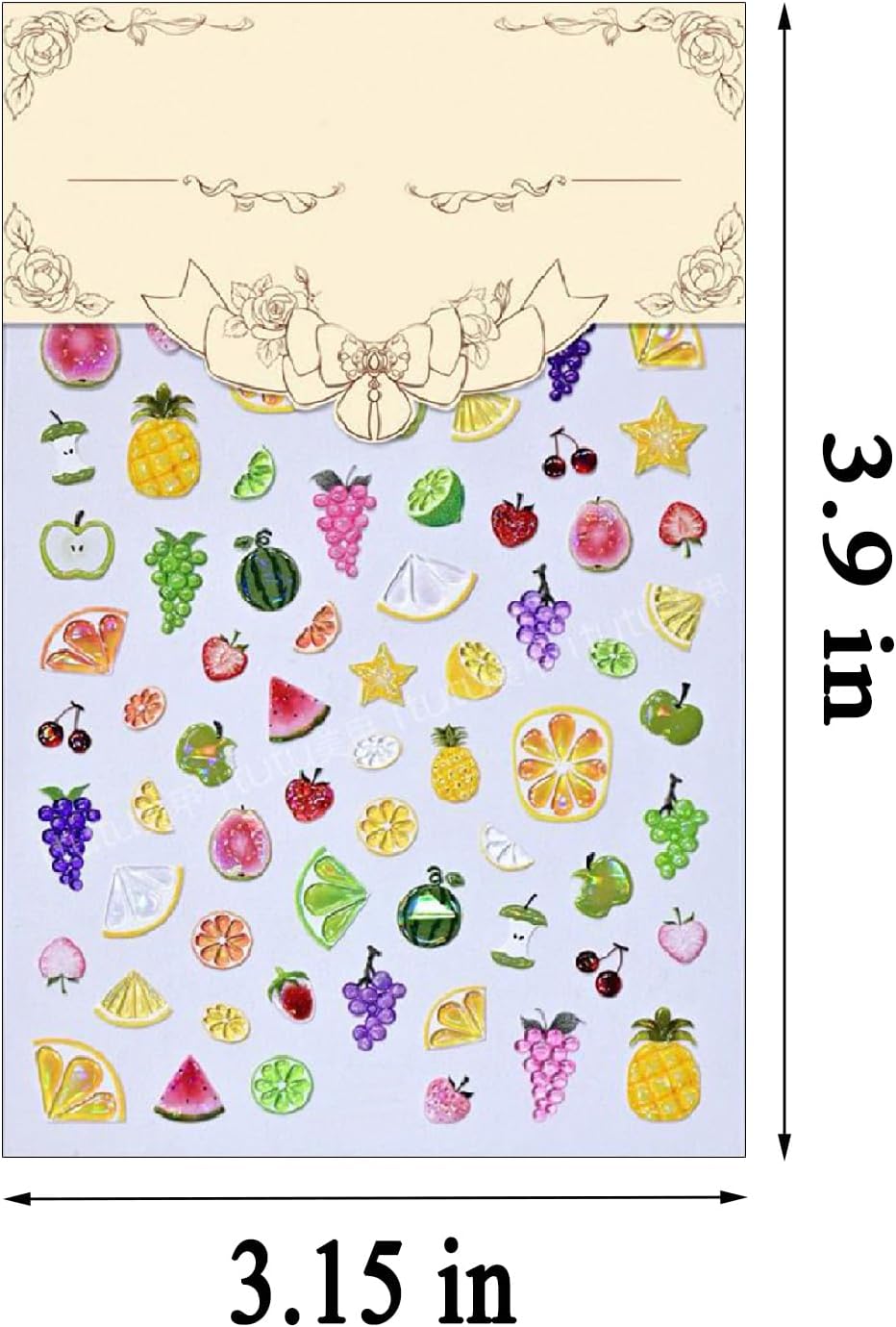1 Sheets Summer Fruit Nail Art Stickers 5D Self-Adhesive Jelly Embossed Watermelon Grape Grapefruit Nail Decals Cute Pineapple Strawberry Cherry Nail Stickers for Women Girls Nails Decoration
