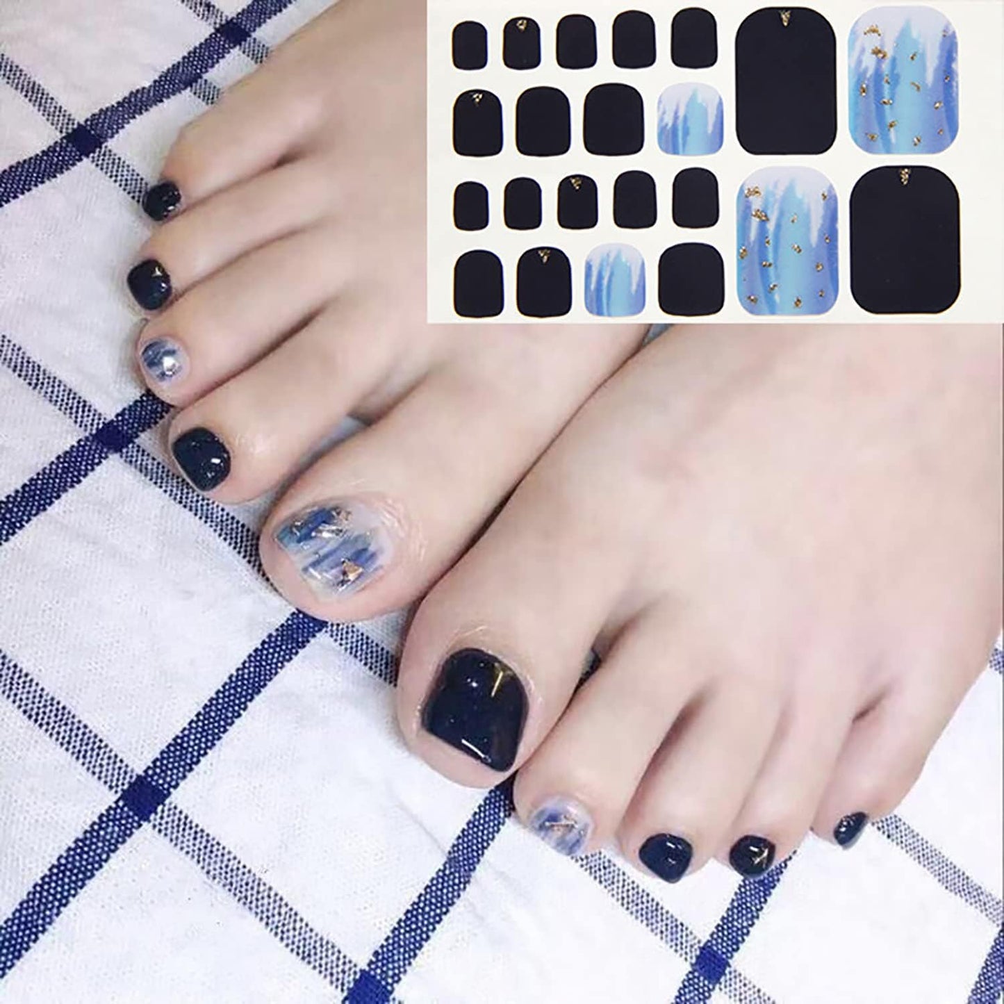 DANNEASY 16 Sheets Toe Nail Stickers Full Nail Wraps Ombre Toenail Polish Strips Self Adhesive Toes Nail Polish Stickers Gel Nail Strips Manicure Sticker with Nail File, Cuticle Stick