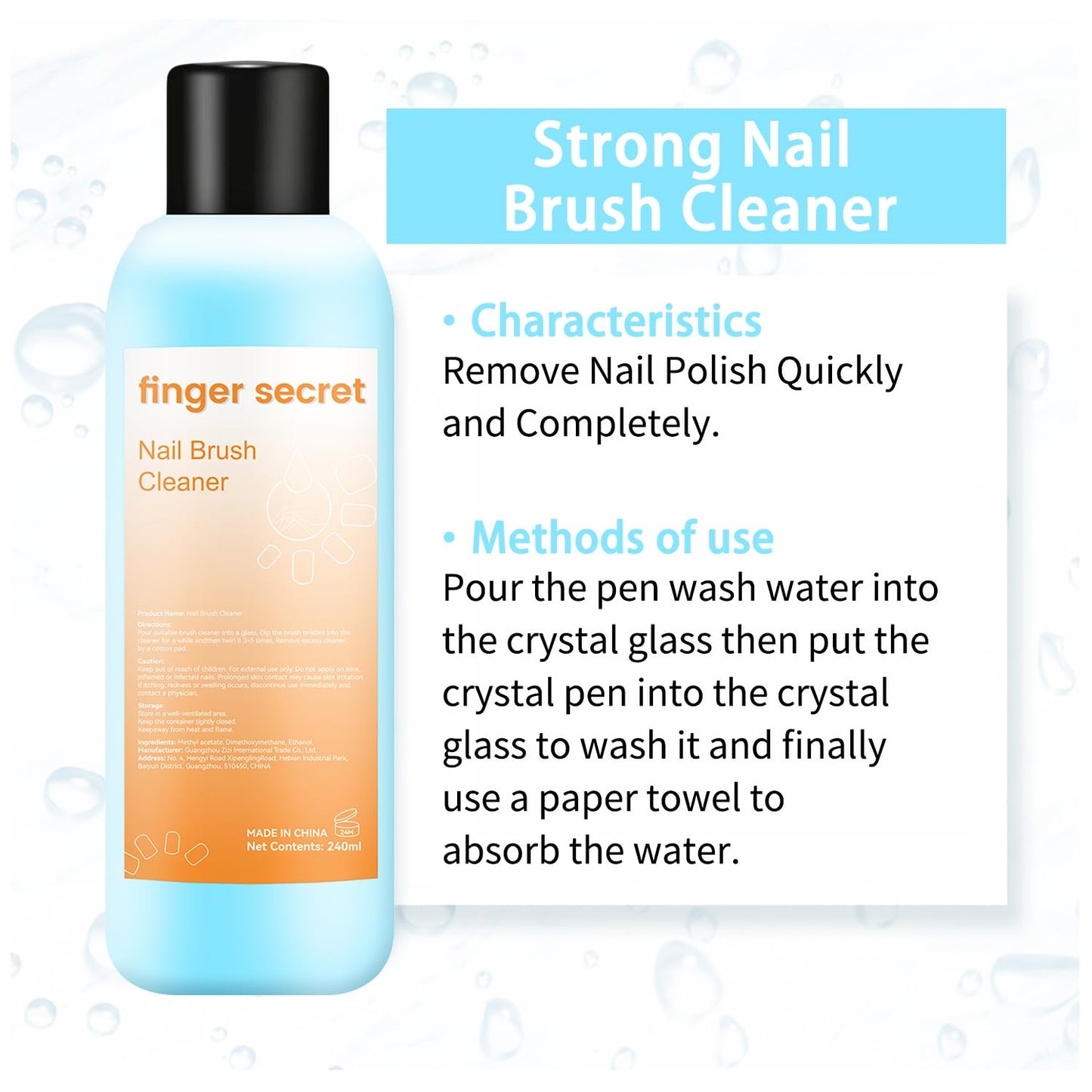Brush Cleaner 8FL.OZ,Nail Brush Cleaner Liquid Quickly Clean Gel Polish Nail Art Brush Nail Painting Acrylic Nail Brush DIY Salon At Home 240ml