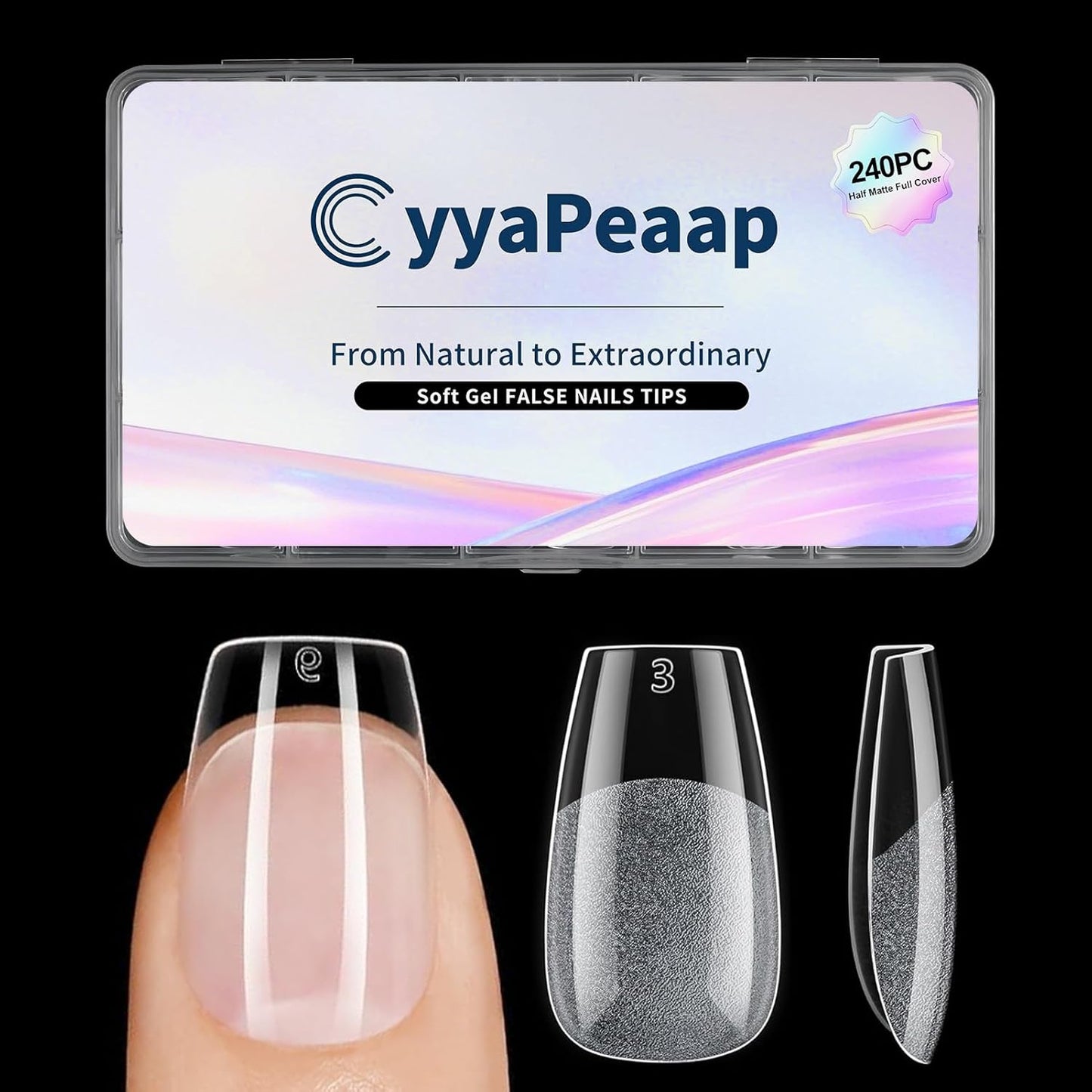 Short Coffin Nail Tips 240Pcs Short Coffin Press on Nails Half Matte Pre-shape Gel Nail Tips for Full Cover Acrylic False Nails Extension Home DIY Salon 12 Sizes Gelly Tips Fake Nails Tips
