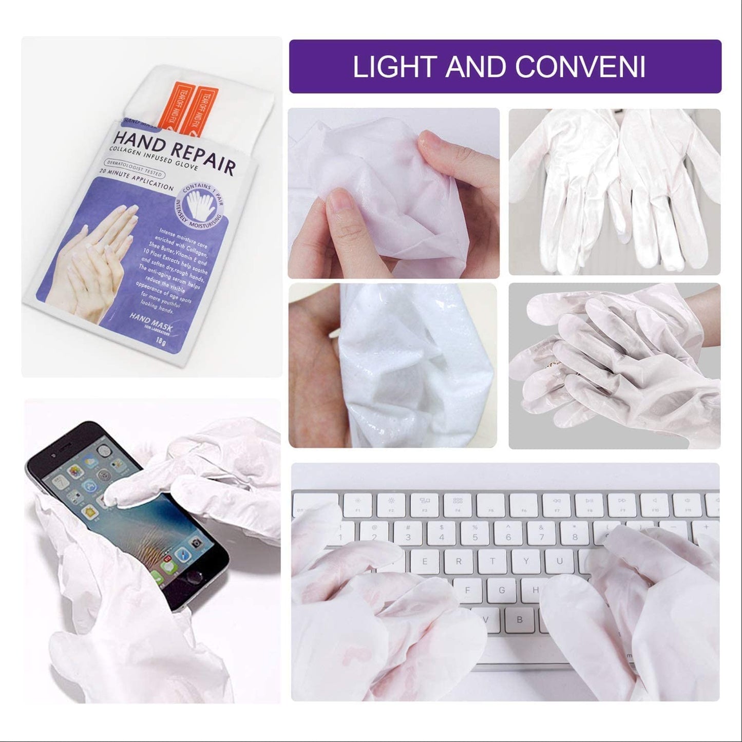 Hand Peel Mask Moisturizing Gloves 5Pack, Hydrating Hand Masks Repair Dry Cracked Hands, Skin Moisturizer for Soft and Smooth Touch