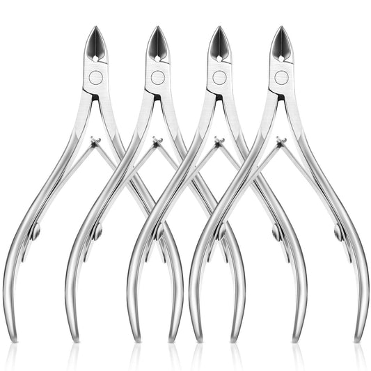Mudder 4 Packs Cuticle Trimmer Upgraded Stainless Steel Cuticle Remover Nippers Kit with Pointed Blade Scissors Labor Saving Sharp Dead Skin Cutter for Fingernail Toenail Manicure Pedicure Tool