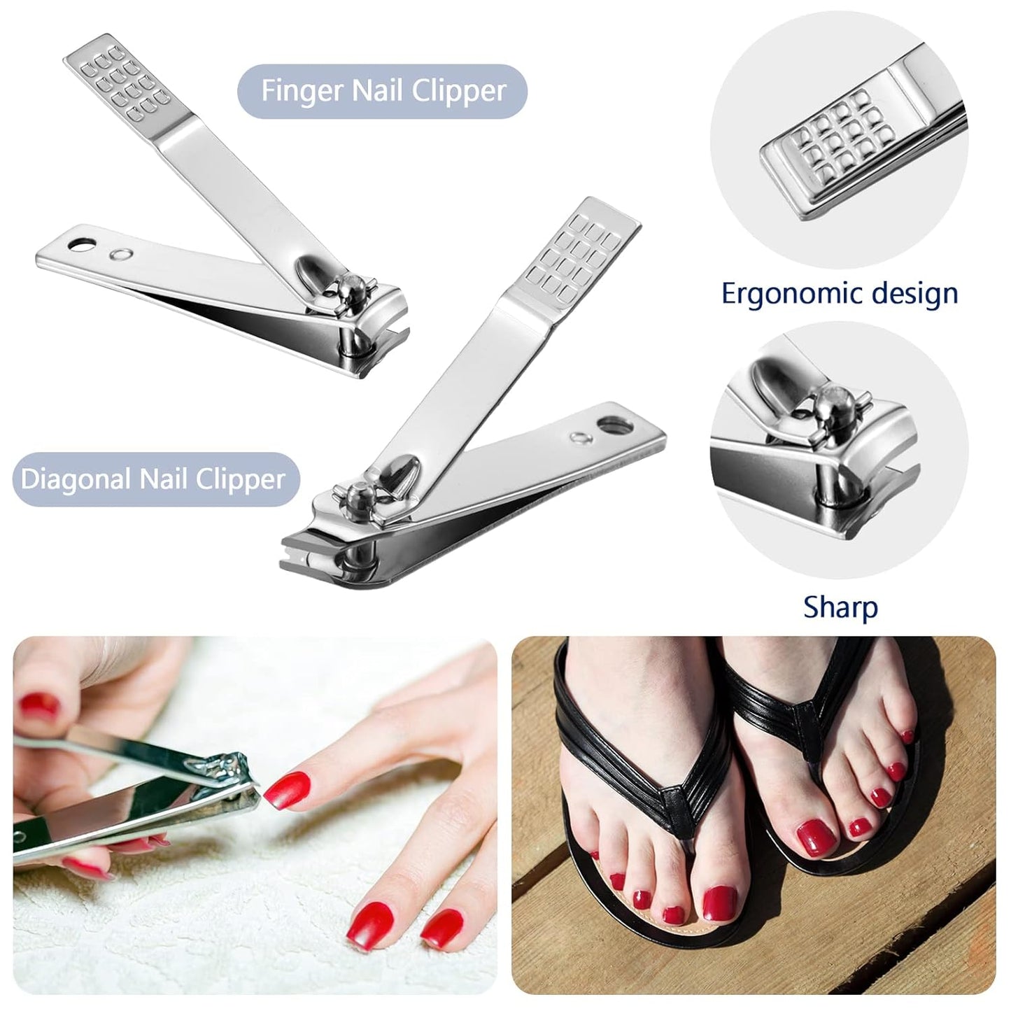 Geosar 50 Set Travel Manicure Kit Nail Clippers Pedicure Professional Nail Care Tools Stainless Steel Grooming Set with Portable Travel Case Gifts for Mother Father(8 In1,Black)