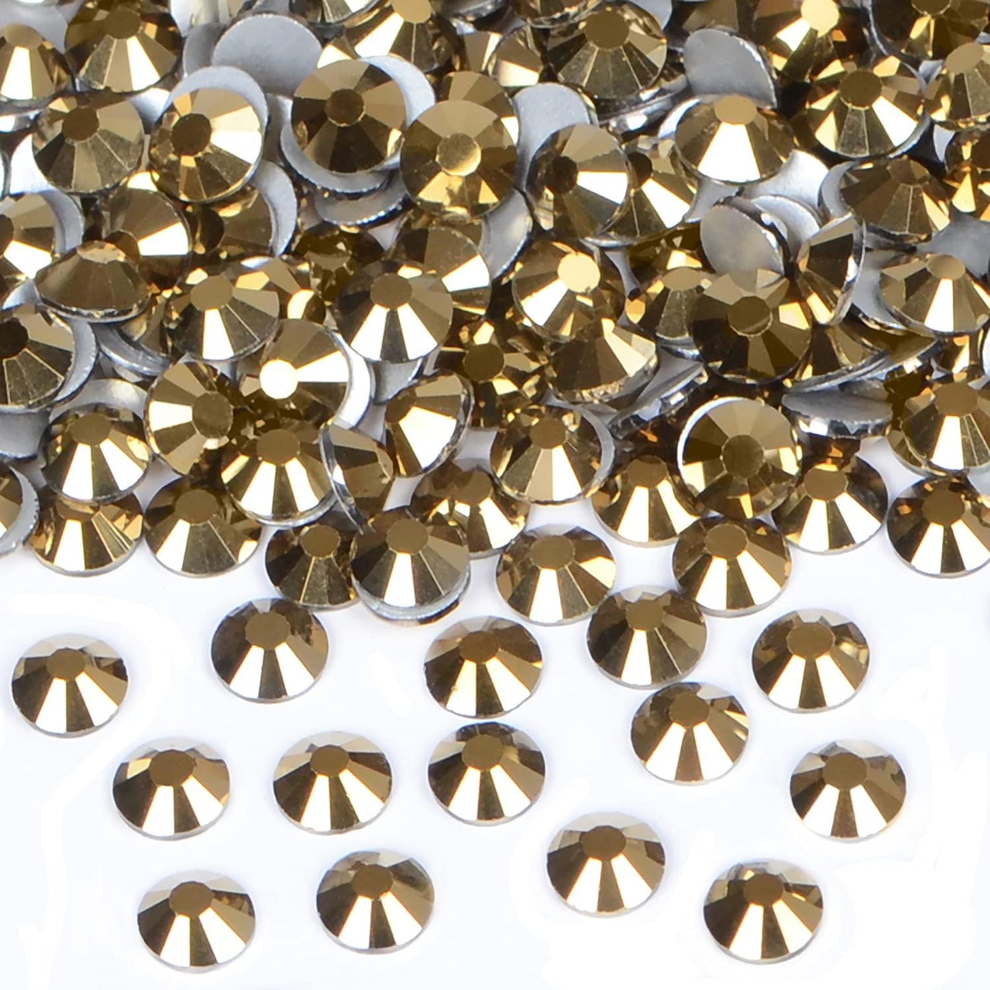1440PCS Art Nail Rhinestones Non Hotfix Glue Fix Round Crystals Glass Flatback for DIY Jewelry Making with one Picking Pen (ss12 1440pcs, Aurum)