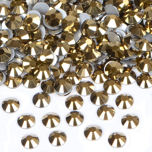 1440PCS Art Nail Rhinestones Non Hotfix Glue Fix Round Crystals Glass Flatback for DIY Jewelry Making with one Picking Pen (ss12 1440pcs, Aurum)