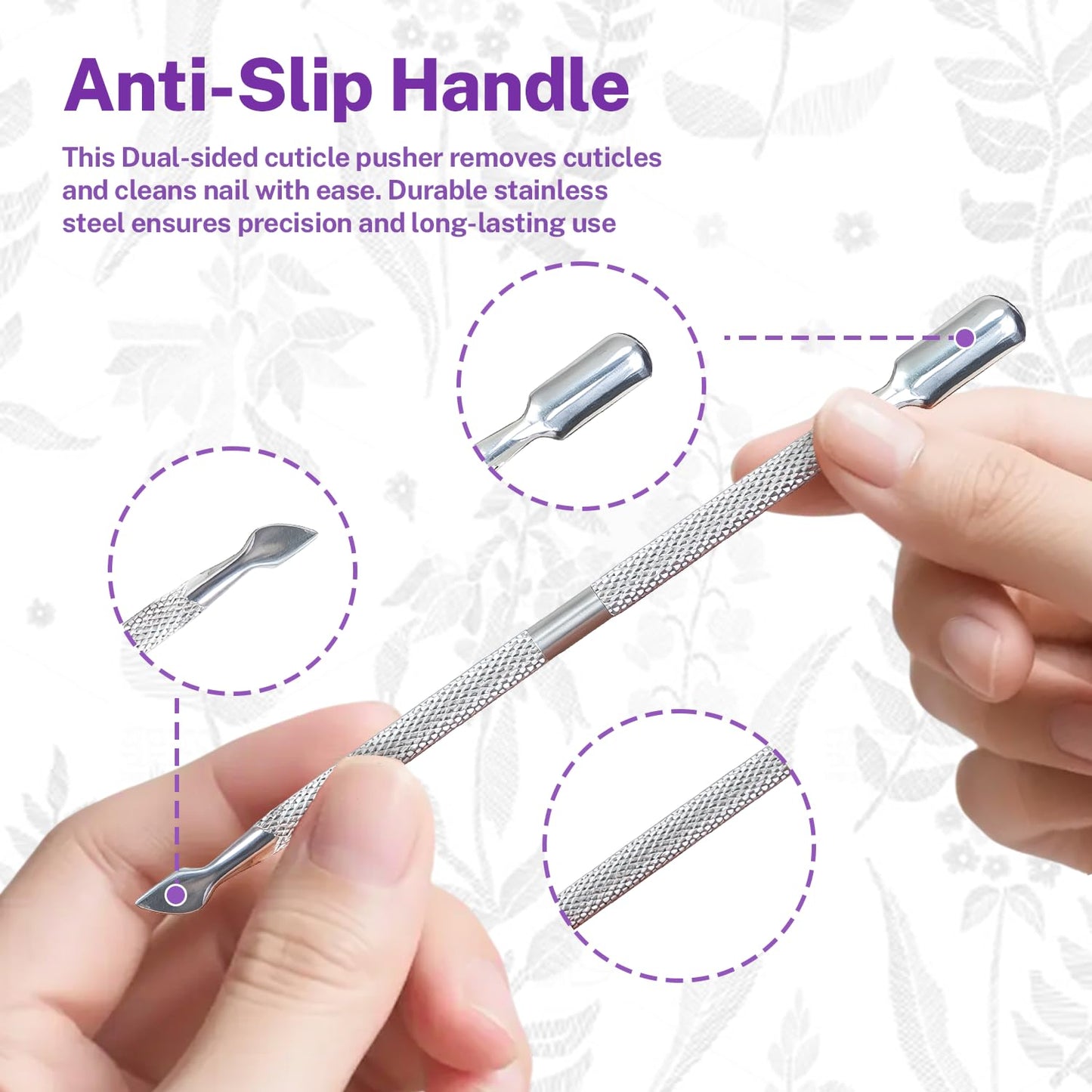 5Pcs Cuticle Pusher Remover and Cutter, Creatiee Double Ended Stainless Steel Cuticle Cleaner Nail Gel Polish Removal, Manicure Pedicure Nail Tools for Fingernails Toenails - Professional & Durable
